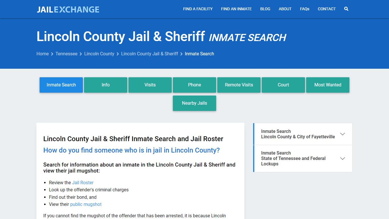 Inmate Search: Roster & Mugshots - Lincoln County Jail & Sheriff, TN